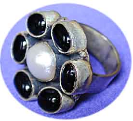 Silberring Perlmutt mit schwarzem Onyx